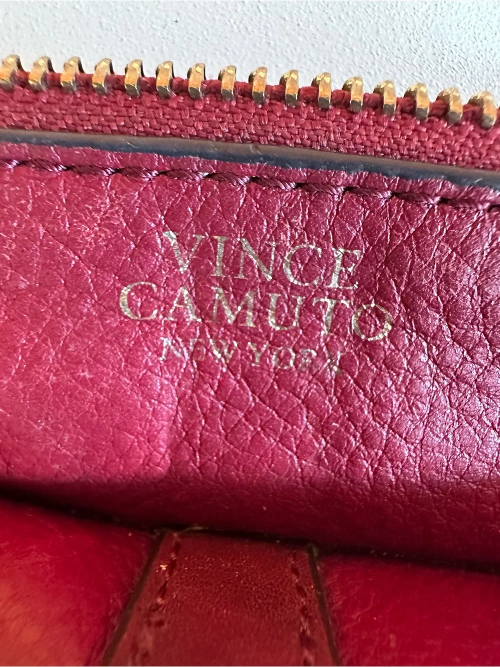 Vince Camuto Red Pebbled Leather Crossbody with Gold Hardware